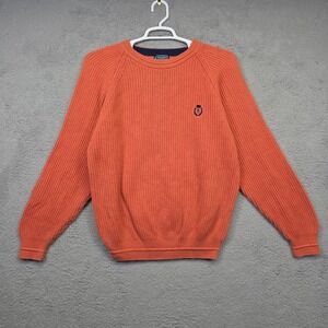 Chaps Ralph Lauren Sweater Mens L Orange Cable Knit Preppy‎ Golf Grandpa Sweater